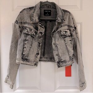 NWT C'EST TOI Cropped Gray Denim Jacket, size M